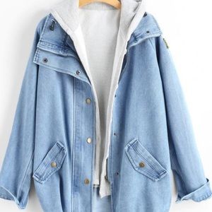 Button up denim jacket and hooded vest (never worn